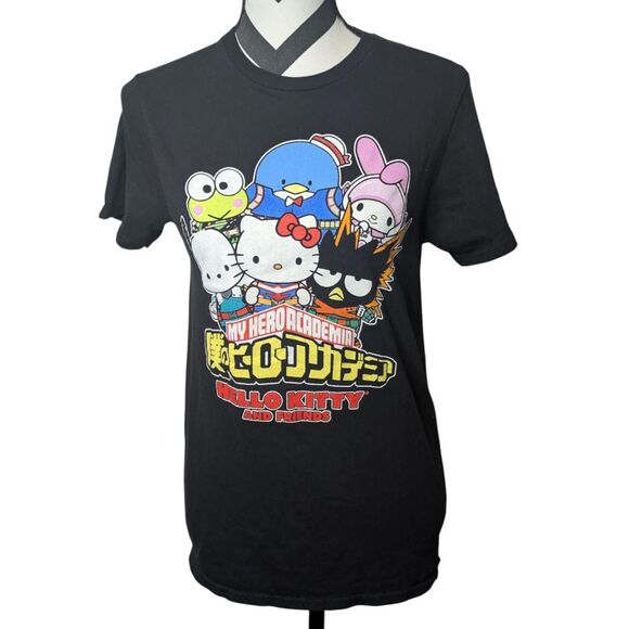 My Hero Academia x Hello Kitty & Friends Graphic T-shirt S Black Sanrio Anime - Picture 1 of 4